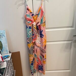 fab'rik Colorful Leaf Print Midi Dress